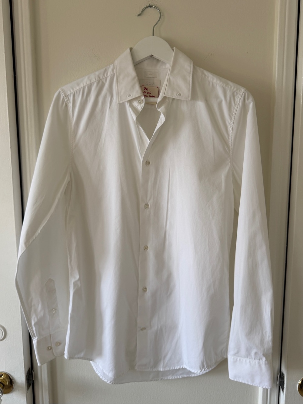 COS Slim Fit Men’s Button Up Dress Shirt in White - Size 38